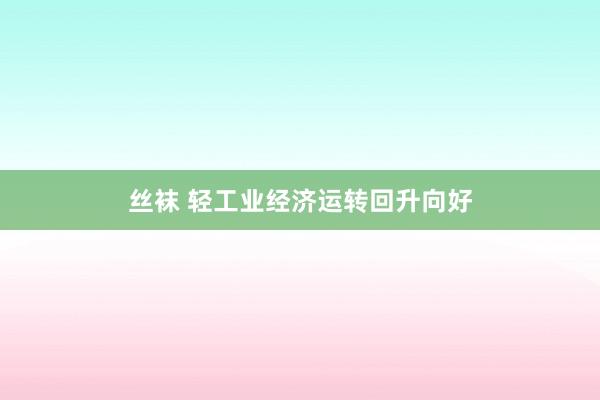 丝袜 轻工业经济运转回升向好