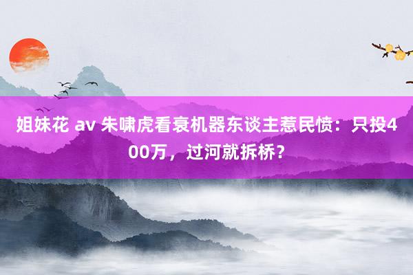 姐妹花 av 朱啸虎看衰机器东谈主惹民愤：只投400万，过河就拆桥？