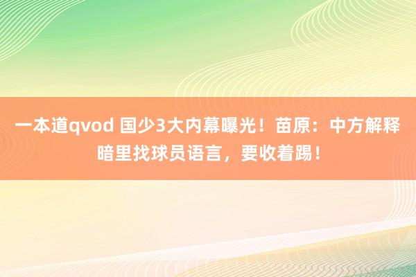一本道qvod 国少3大内幕曝光！苗原：中方解释暗里找球员语言，要收着踢！