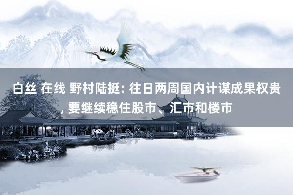 白丝 在线 野村陆挺: 往日两周国内计谋成果权贵， 要继续稳住股市、汇市和楼市